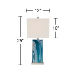 360 Lighting Connie Modern Table Lamps 25" High Set Of 2 Blue Faux Marble With USB Charging Ports LED White Shade For Bedroom Living Room House Desk -Adesso Sales Store GUEST d08add50 c60d 416a 8ee9 56db065cd09c