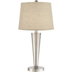 360 Lighting Geoff Modern Table Lamps 26" High Set Of 2 Brushed Nickel With USB Charging Port Cream Burlap Drum Shade For Bedroom Living Room Desk -Adesso Sales Store GUEST d117b070 aa32 4d77 ab0d e72e60631f1e