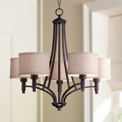 Franklin Iron Works La Pointe Oil Rubbed Bronze Pendant Chandelier 26" Wide Rustic Oatmeal Linen Shade 5-Light Fixture For Dining Room Kitchen Island 1 Franklin Iron Works La Pointe Oil Rubbed Bronze Pendant Chandelier 26" Wide Rustic Oatmeal Linen Shade 5-Light Fixture For Dining Room Kitchen Island