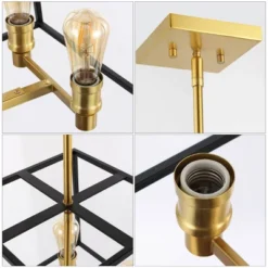 15" 4-Light Lloyd Farmhouse Industrial Iron LED Pendant Black/Brass Gold - JONATHAN Y -Adesso Sales Store GUEST d1d3bd90 8413 4fe6 ac8c 023f983beb1d