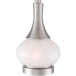 360 Lighting Serrena Modern Accent Table Lamp 23" High White Glass Brushed Nickel Metal With Nightlight Drum Shade For Bedroom Living Room House Home -Adesso Sales Store GUEST d2bcbf7e fc9c 4565 b112 6bfdfe104829