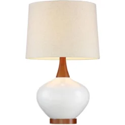 360 Lighting Brice Modern Mid Century Accent Table Lamp 23" High Ivory Ceramic Wood Neck Off White Drum Shade For Bedroom Living Room Bedside Office -Adesso Sales Store GUEST d3ef9ac2 96e0 4e33 85d9 c1fe29f85eb8