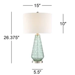 360 Lighting Julia 26 3/8" Tall Modern Coastal Table Lamps Set Of 2 Seafoam Green Glass Living Room Bedroom Bedside Nightstand House Off-White Shade -Adesso Sales Store GUEST d4284e90 1077 4b81 bf04 0bf61fecb778