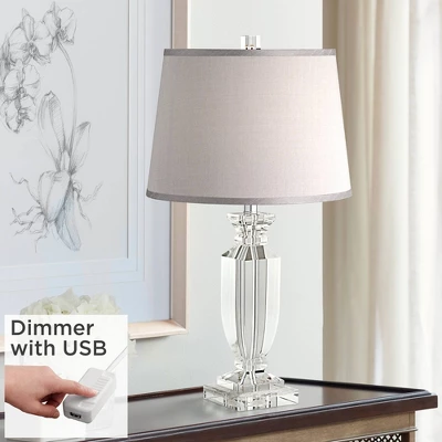 Vienna Full Spectrum Traditional Table Lamp With USB Charging Port 25" High Crystal Gray Shade Living Room Desk Bedroom House Bedside 1 Vienna Full Spectrum Traditional Table Lamp With USB Charging Port 25" High Crystal Gray Shade Living Room Desk Bedroom House Bedside