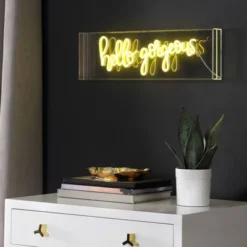 20" Hello Gorgeous Contemporary Glam Acrylic Box Pendant (Includes LED Light Bulb) Neon Yellow - JONATHAN Y -Adesso Sales Store GUEST d5e30c68 34e2 433a 9c14 bb3ab18a551f