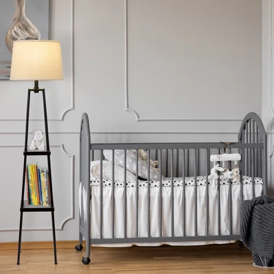 58" Etagere Floor Lamp With Shelves/Beige Linen Shade Black - Cresswell Lighting 9 58" Etagere Floor Lamp With Shelves/Beige Linen Shade Black - Cresswell Lighting - Image 9