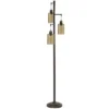 3 Head Bronze Floor Lamp With Dimpled Glass Shades - StyleCraft