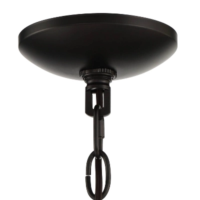 Stiffel Black Wood Wagon Wheel Chandelier 29 1/2" Wide Industrial Clear Outer Frosted Inner Glass 8-Light For Dining Room House 4 Stiffel Black Wood Wagon Wheel Chandelier 29 1/2" Wide Industrial Clear Outer Frosted Inner Glass 8-Light For Dining Room House - Image 4