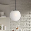 360 Lighting Ciana Black Mini Pendant 10" Wide Modern Orb Frosted Globe Glass Shade For Dining Room House Foyer Kitchen Island Entryway Bedroom Home