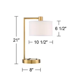 360 Lighting Colby Modern Desk Lamp 21" High Antique Gold With USB And AC Power Outlet In Base White Linen Drum Shade For Bedroom Living Room Desk -Adesso Sales Store GUEST d9e19dcf ce5f 4e15 9d9f 7f55cf6dbfbc