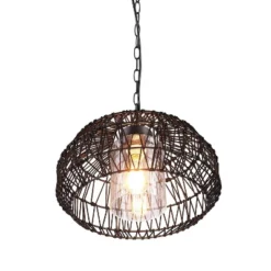 Globe Electric Novogratz X Globe Diego 1-Light Matte Black Woven Fabric Outdoor Plug-In Pendant Light -Adesso Sales Store GUEST da70f1da 6122 4db5 85f1 f6247ee40450