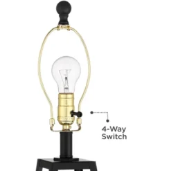 Franklin Iron Works Kacey Industrial Table Lamps 25 1/4" High Set Of 2 Dark Metal With USB LED Nightlight Black Faux Silk Shade For Living Room Desk -Adesso Sales Store GUEST db89f03f 3104 44cc b58e 51b17026d067