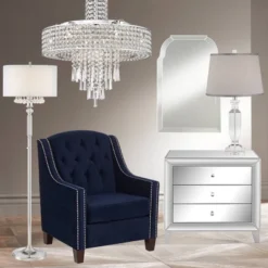 Vienna Full Spectrum Crystal Cascade Chrome Chandelier 19 1/2" Wide Modern 9-Light LED Fixture For Dining Room House Kitchen Island Entryway Bedroom -Adesso Sales Store GUEST db91d658 dd8b 45b8 85c6 b77b9b9079f2