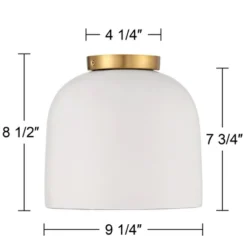 Possini Euro Design Merrick Modern Industrial Ceiling Light Flush Mount Fixture 9 1/4" Wide White Cement Gold For Bedroom Kitchen Living Room Hallway -Adesso Sales Store GUEST dba2b5f6 f3f0 4f7b 8297 c66a400bcdfa