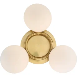 Possini Euro Design Modern Ceiling Light Flush Mount Fixture Brass 18" Wide 3-Light Frosted White Glass Globes Bedroom Living Room -Adesso Sales Store GUEST dbfdc26c 9042 453c 899a 728958d8e6b8