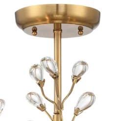 Vienna Full Spectrum Brielle Modern Ceiling Light Semi Flush Mount Fixture 18 1/2" Wide Brass Vine Leaf 4-Light Clear Crystal Glass For Bedroom House -Adesso Sales Store GUEST dc84879d bb64 4c05 9f45 d5813a85c41f