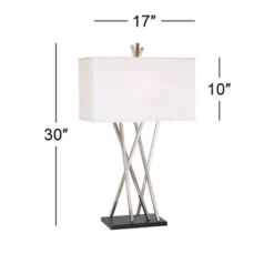 Possini Euro Design Modern Table Lamps 30" Tall Set Of 2 Brushed Steel Black White Linen Rectangular Shade For Living Room Family Bedroom 13 Possini Euro Design Modern Table Lamps 30" Tall Set Of 2 Brushed Steel Black White Linen Rectangular Shade For Living Room Family Bedroom -Adesso Sales Store GUEST ddf5d07e c19d 481f b595 6a83f7db225b
