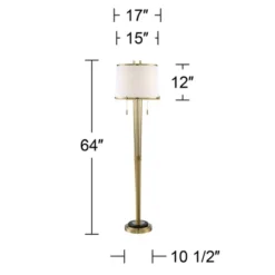 Possini Euro Design Palisade Modern Floor Lamp 64" Tall Satin Brass Metal Trimmed Fabric Tapered Drum Shade For Living Room Bedroom Office House Home -Adesso Sales Store GUEST e06ace3d 8f2f 4216 ab50 a6fc760c8ec8