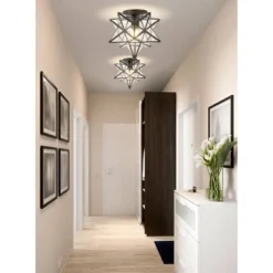 12" Metal/Glass Stella Moravian Star Flush Mount (Includes Energy Efficient Light Bulb) Black - JONATHAN Y -Adesso Sales Store GUEST e07092ba 3ffe 4397 935f 01a8e5a2c74f