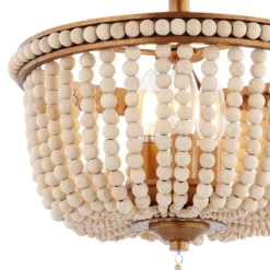 14" LED 3-Light Allie Wood Bead/Iron Pendant Antique Gold/Taupe - JONATHAN Y -Adesso Sales Store GUEST e127d01f f6ea 4bf0 b531 29237fdf3be4