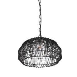 Globe Electric Novogratz X Globe Diego 1-Light Matte Black Woven Fabric Outdoor Plug-In Pendant Light -Adesso Sales Store GUEST e19db0ab 1969 42b6 a5d0 0c142f1ffee9