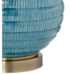 360 Lighting Modern Table Lamps 24" High Set Of 2 Coastal Ceramic Sky Blue Glaze Linen Fabric Drum Shade For Living Room Family Bedroom -Adesso Sales Store GUEST e245997e 1eda 4322 a5a8 688b888aa275