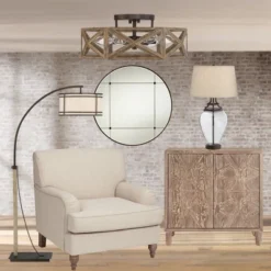 Possini Euro Design Moorcroft Modern Farmhouse Ceiling Light Semi Flush Mount Fixture 14 1/2" Wide Dark Wood Bronze 6-Light Hexagon Frame For Bedroom -Adesso Sales Store GUEST e365a827 dd64 4f45 abf0 cc9e7e1dfb53