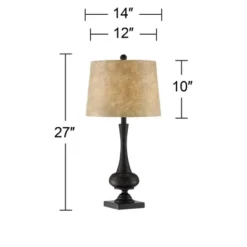 Franklin Iron Works Ross Rustic Farmhouse Table Lamps 27" Tall Set Of 2 Bronze With USB Charging Port Faux Leather Drum Shade For Living Room Desk -Adesso Sales Store GUEST e3a75b3a 7292 4e9a b668 e2fab802ce9d