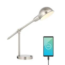20.25" Curtis Vintage Industrial Iron Adjustable Dome Shade Task Lamp With USB Charging Port (Includes LED Light Bulb) - JONATHAN Y -Adesso Sales Store GUEST e3c40555 9d79 4357 9509 717772b95e09