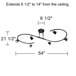 Pro Track Salazar S-Wave 6-Head LED Ceiling Track Light Fixture Kit Spot Light GU10 Adjustable Black Metal Modern Kitchen Bathroom Dining 54" Wide -Adesso Sales Store GUEST e411a058 8b4d 434e aab8 69d7d49db37b