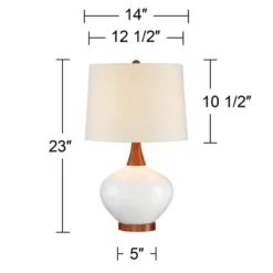 360 Lighting Brice Modern Mid Century Accent Table Lamp 23" High Ivory Ceramic Wood Neck Off White Drum Shade For Bedroom Living Room Bedside Office -Adesso Sales Store GUEST e45444ee 31b2 4cbc b7d7 166286b35974