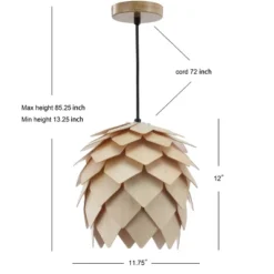 11.75" Simon Pinecone Wood Pendant (Includes Energy Efficient Light Bulb) Brown - JONATHAN Y -Adesso Sales Store GUEST e4df1dfe e751 4bcc b613 1e6652212711