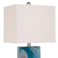 360 Lighting Connie Modern Table Lamps 25" High Set Of 2 Blue Faux Marble With USB Charging Ports LED White Shade For Bedroom Living Room House Desk -Adesso Sales Store GUEST e55880b0 6b81 410b ac54 2e737bd6f89a