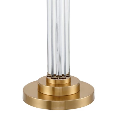 Possini Euro Design Cadence Modern Floor Lamp Standing 62" Tall Crystal Glass Column Satin Brass Linen Drum Shade For Living Room Bedroom Office House 5 Possini Euro Design Cadence Modern Floor Lamp Standing 62" Tall Crystal Glass Column Satin Brass Linen Drum Shade For Living Room Bedroom Office House - Image 5