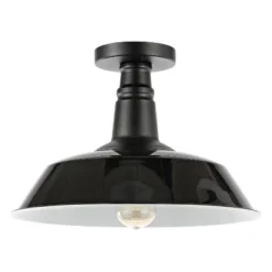 14" 1-Light Camila Classic Industrial Indoor/Outdoor Iron LED Semi Flush Mount Black/White - JONATHAN Y -Adesso Sales Store GUEST e5d5d5dd f5cd 429e bcb7 5b940a1a7d12