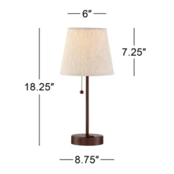360 Lighting Justin Modern Accent Table Lamps 18 1/4" High Set Of 2 Marbled Bronze Metal With USB Charging Ports Oatmeal Drum Shade For Bedroom Desk -Adesso Sales Store GUEST e5de6455 2367 4bb3 9707 0fcb96596133