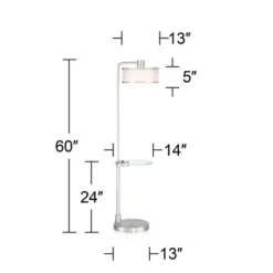Possini Euro Design Modern Floor Lamps 60" Tall Set Of 2 With Tray Table USB Port Nickel Silver Organza White Linen Shades For Living Room -Adesso Sales Store GUEST e61f5abd e583 4a9a 9ede 9fd7040fa229