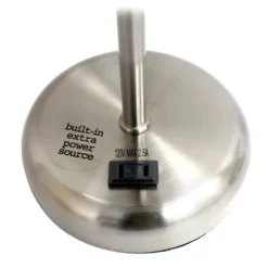 19.5" Bedside Power Outlet Base Metal Table Desk Lamp Brushed Steel With Fabric Shade Pink - Creekwood Home -Adesso Sales Store GUEST e8f1469a 389e 4710 80a9 5cfd9151cc87 2