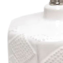 19" Contemporary Bohemian Ceramic Eyelet Pattern Floral Textured Bedside Table Lamp With Fabric Shade Off-White - Lalia Home -Adesso Sales Store GUEST e949fdb2 40f1 4eb4 bd3d 0494059d6991