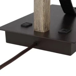 Franklin Iron Works Gentry Industrial Desk Lamp 22" High Oil Rubbed Bronze Faux Wood Cage With USB And AC Power Outlet In Base Oatmeal Shade For Desk -Adesso Sales Store GUEST e9a51b6a 1ebc 4026 8b3c f0f62685be7a