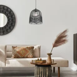 10" 1-Light Zola Pendant Rattan Black - River Of Goods -Adesso Sales Store GUEST e9ffdd10 bba8 4113 9e76 877b533f13e6