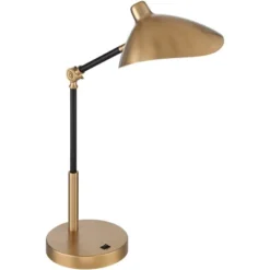 360 Lighting Colborne Modern Mid Century Desk Table Lamp 28" Tall Antique Brass Black With USB Charging Port LED For Bedroom Living Room Bedside Kids -Adesso Sales Store GUEST eb0cdc7c 4a7f 496b 9050 ff24ce9c26de