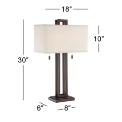 Possini Euro Design Gossard Modern Industrial Table Lamp 30" Tall Bronze With USB Charging Port White Rectangular Shade For Bedroom Living Room Office -Adesso Sales Store GUEST eb87346d 0b87 415b b685 77e43ce881ff