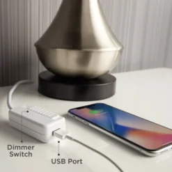 360 Lighting Modern Table Lamp With USB Charging Port 24 3/4" High Sea Foam Ceramic Oatmeal Drum Shade For Living Room Desk Bedroom -Adesso Sales Store GUEST ebc0f417 de2e 4349 b9ed c3ead5843cdf 3