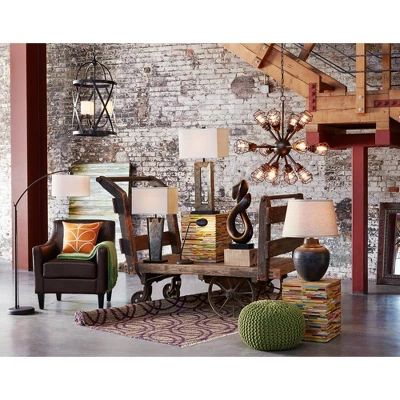 Franklin Iron Works Tahoe Rustic Table Lamp 32" Tall Natural Slate Off White Rectangular Shade For Bedroom Living Room Bedside Nightstand Office Kids 7 Franklin Iron Works Tahoe Rustic Table Lamp 32" Tall Natural Slate Off White Rectangular Shade For Bedroom Living Room Bedside Nightstand Office Kids - Image 7