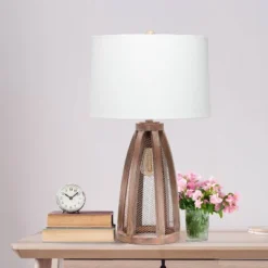 Wood Arch Farmhouse Old Table Lamp With Fabric Shade White - Lalia Home -Adesso Sales Store GUEST ed72d89b 6533 4ceb aabe b74ffff51237
