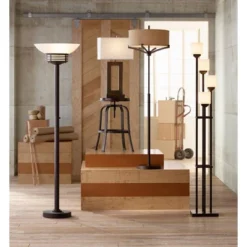 Possini Euro Design Light Blaster Modern Torchiere Floor Lamp 72 1/2" Tall Warm Bronze LED White Frosted Glass Bowl Shade For Living Room Bedroom Home -Adesso Sales Store GUEST ee0b8572 bc24 4cd3 8832 dc2dd329705b