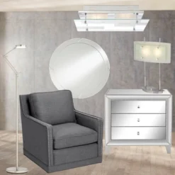 Possini Euro Design Charles Street Modern Desk Lamp 23" High Chrome Satin Nickel Frosted Slump Glass Shade For Bedroom Living Room Bedside Nightstand -Adesso Sales Store GUEST ee188d28 1b4e 4af1 8eec b5eefa3ae7cf