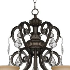 Kathy Ireland French Bronze Chandelier 31" Wide Rustic Crystal Amber Bell Glass 5-Light Fixture For Dining Room House Home Kitchen -Adesso Sales Store GUEST ee29b97c 30f0 466b 95a9 f91a411dcf27
