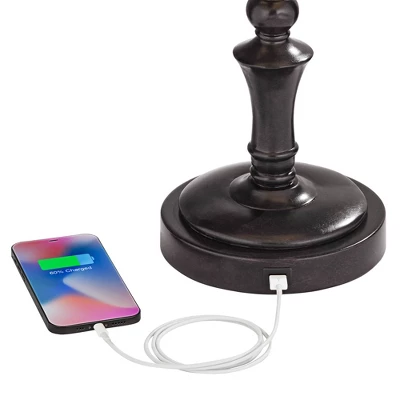 Regency Hill Traditional Desk Table Lamp Swing Arm With Hotel Style USB Charging Port 21.75" High Bronze Metal Faux Leather Bell Shade For Bedroom 3 Regency Hill Traditional Desk Table Lamp Swing Arm With Hotel Style USB Charging Port 21.75" High Bronze Metal Faux Leather Bell Shade For Bedroom - Image 3